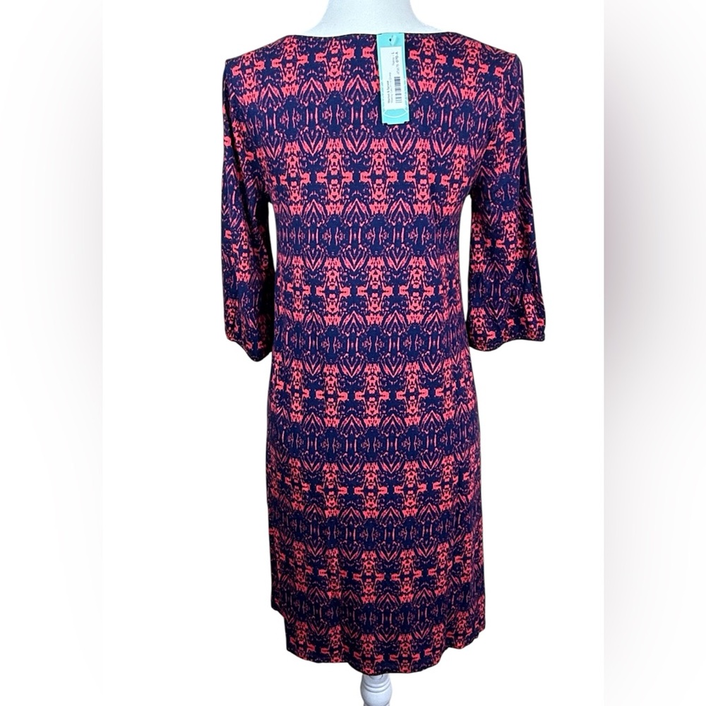 Stitch Fix Market & Spruce Maeby Geo Print Dress Navy Blue Pink Large - Picture 3 of 6